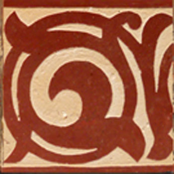 Mosaic House Moroccan tile Ceceile 7 Chiseled Border B Red  chiseled border 